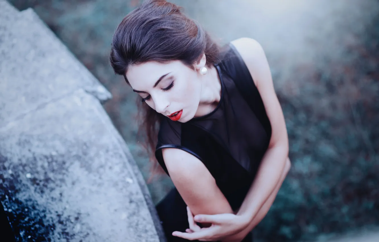 Photo wallpaper girl, brown hair, bokeh