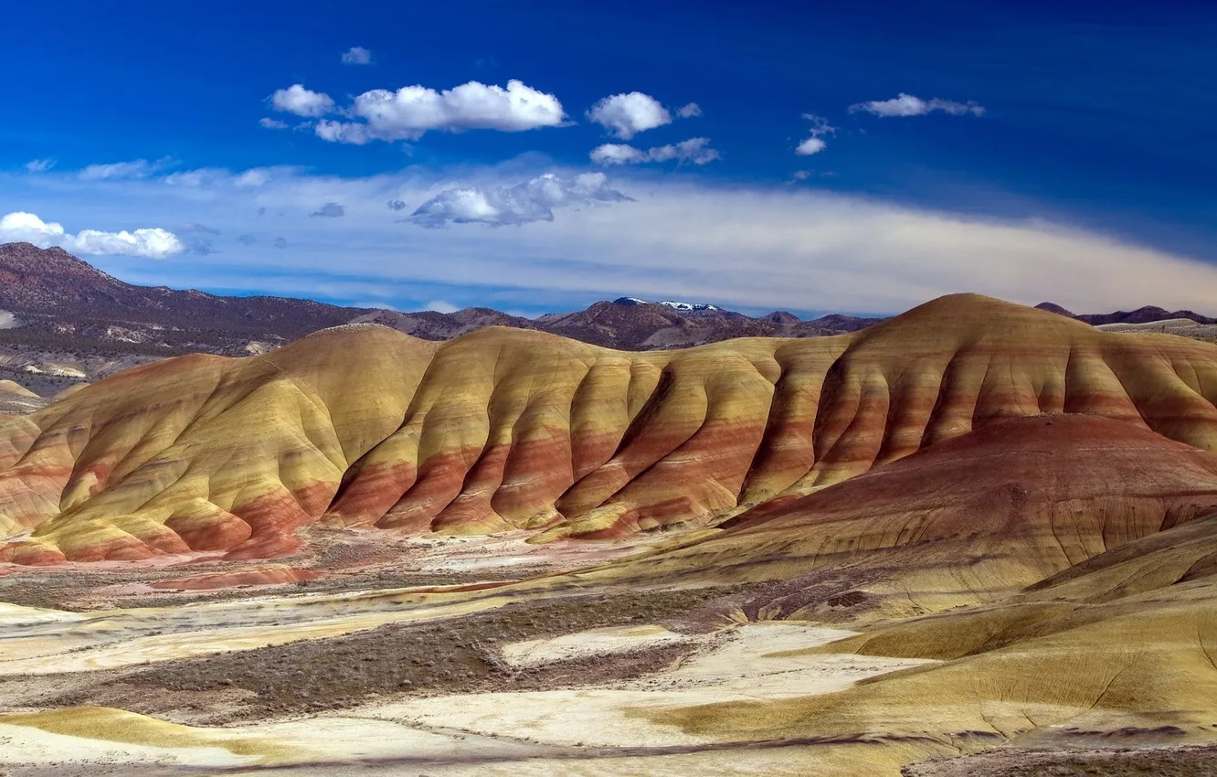 Photo wallpaper the sky, clouds, mountains, blue, the area, relief, breed, Gorizont