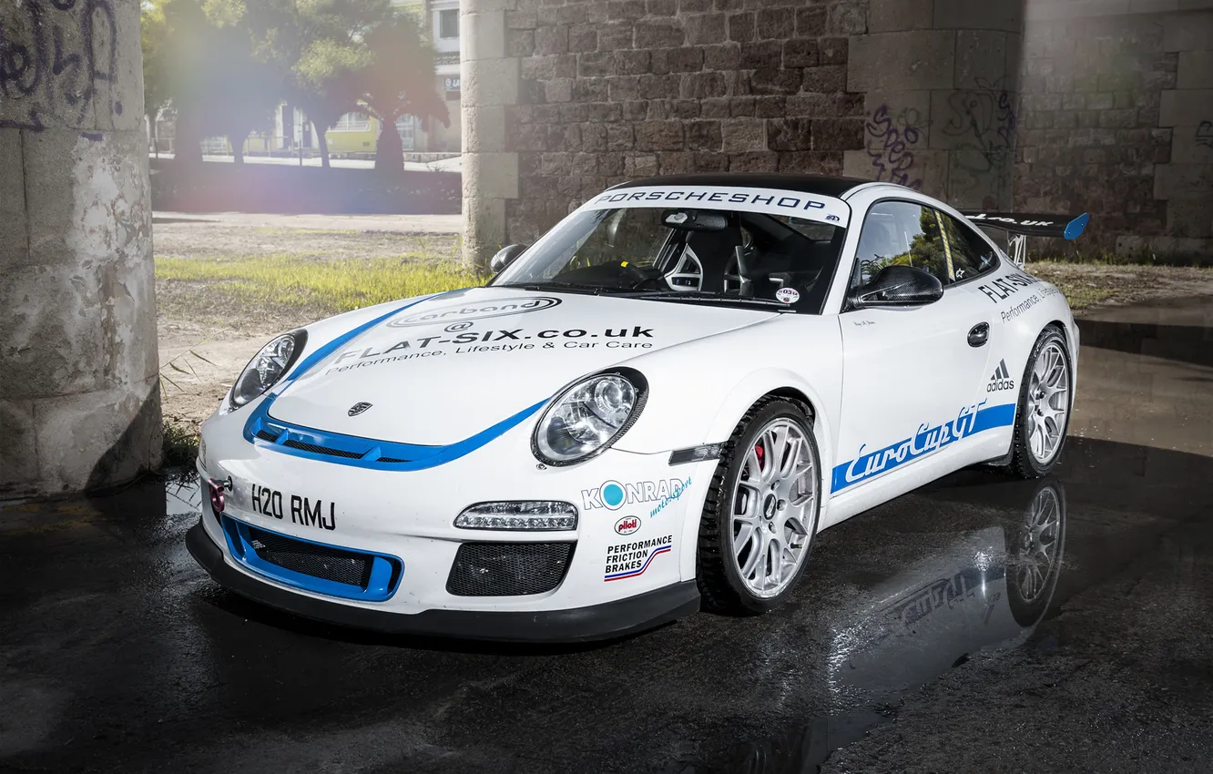 Photo wallpaper 997, Porsche, white, sports car, Porsche, Carrera S, EurocupGT, 3.8
