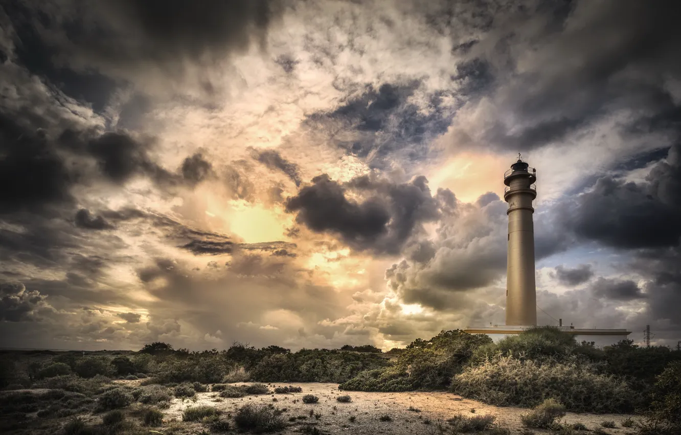 Photo wallpaper lighthouse, Andalusia, The Costa de Almeria, Coast and faro Sabinal
