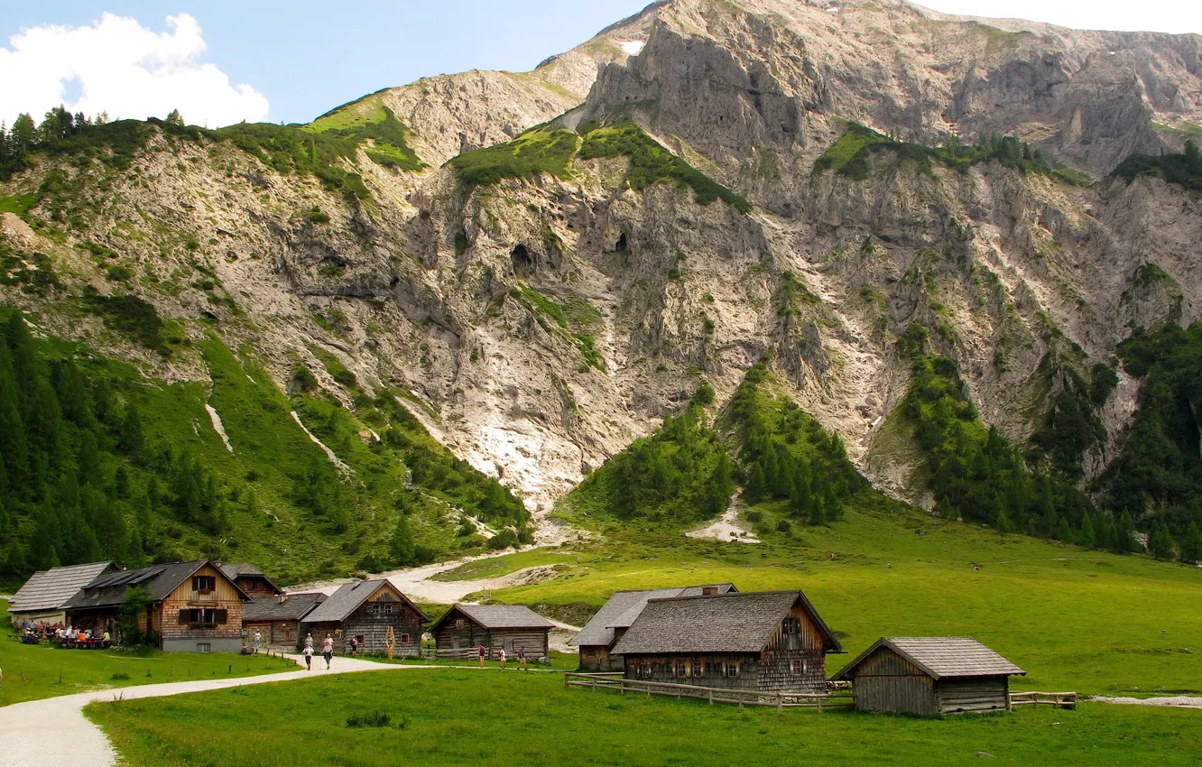 Photo wallpaper road, greens, forest, summer, mountains, nature, rocks, home
