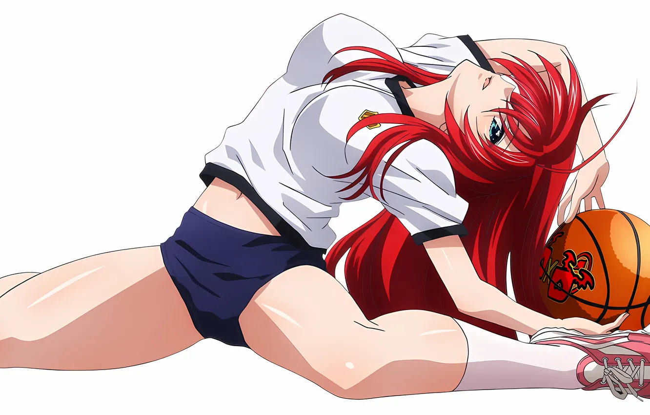 Photo wallpaper girl, sexy, shorts, green eyes, long hair, legs, boobs, anime