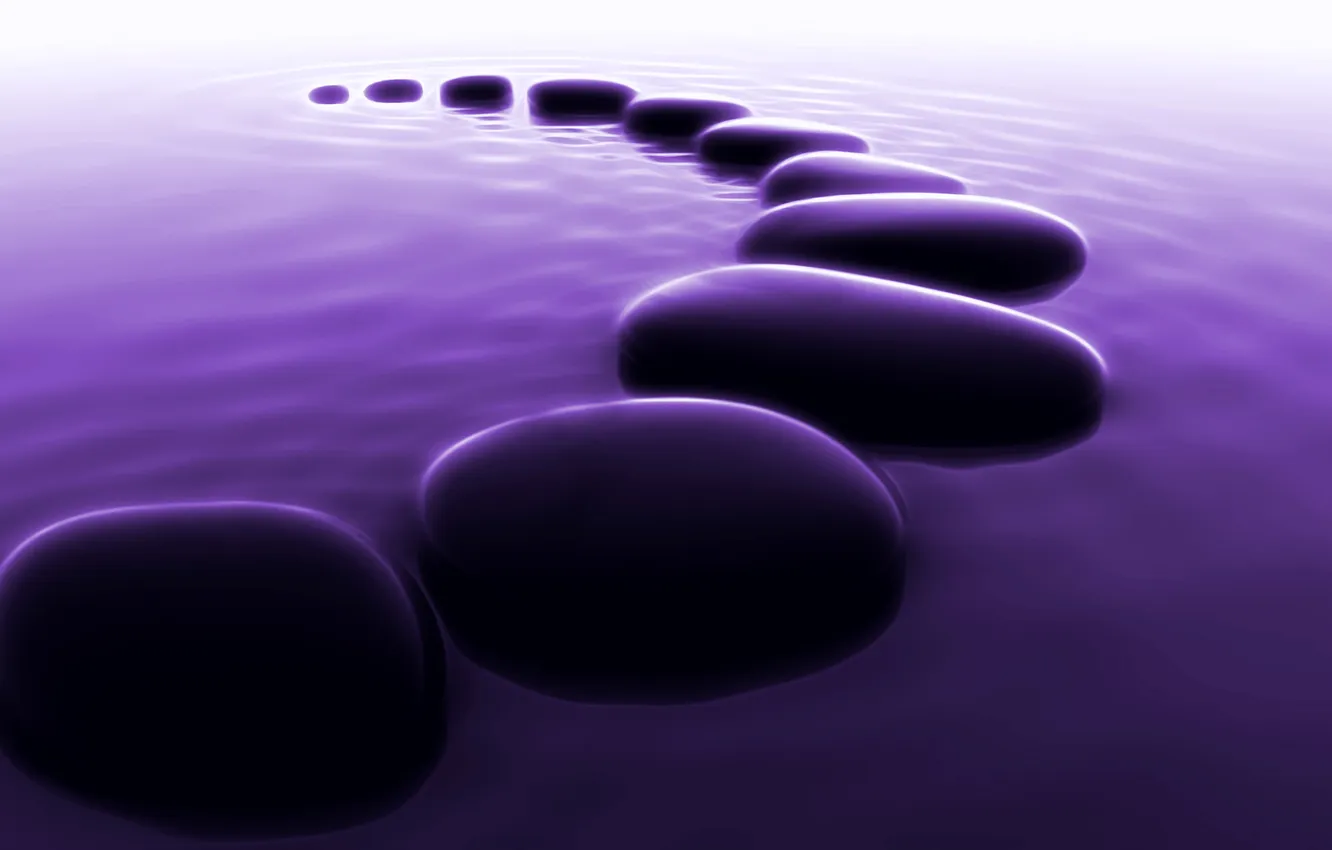 Photo wallpaper sea, purple, stones, track