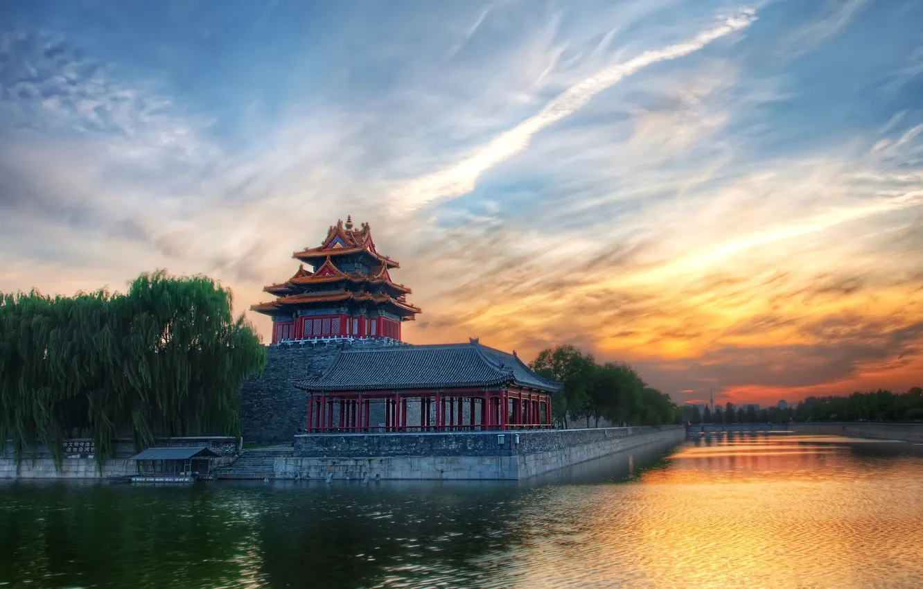 Photo wallpaper sunset, building, China, Beijing