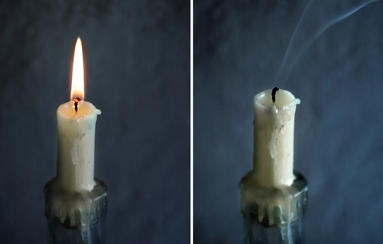 Photo wallpaper fire, candle, Whiff, Candlestick