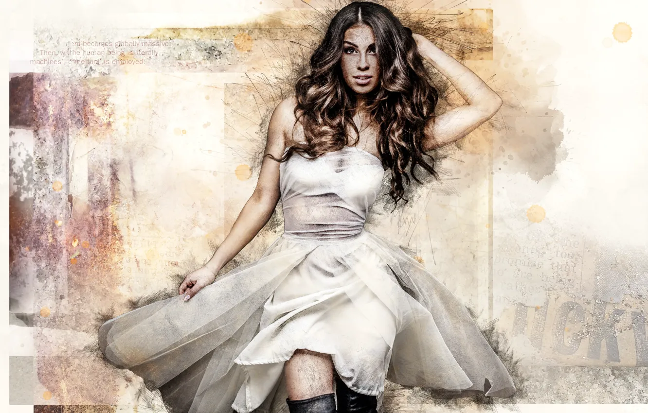 Photo wallpaper girl, hair, dress, art