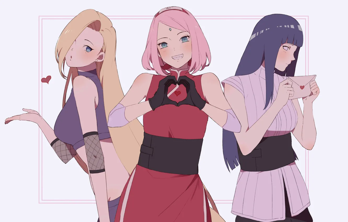 Photo wallpaper girls, trio, Naruto, Naruto, Ino Yamanaka, Sakura Haruno, Hinata Hyuga