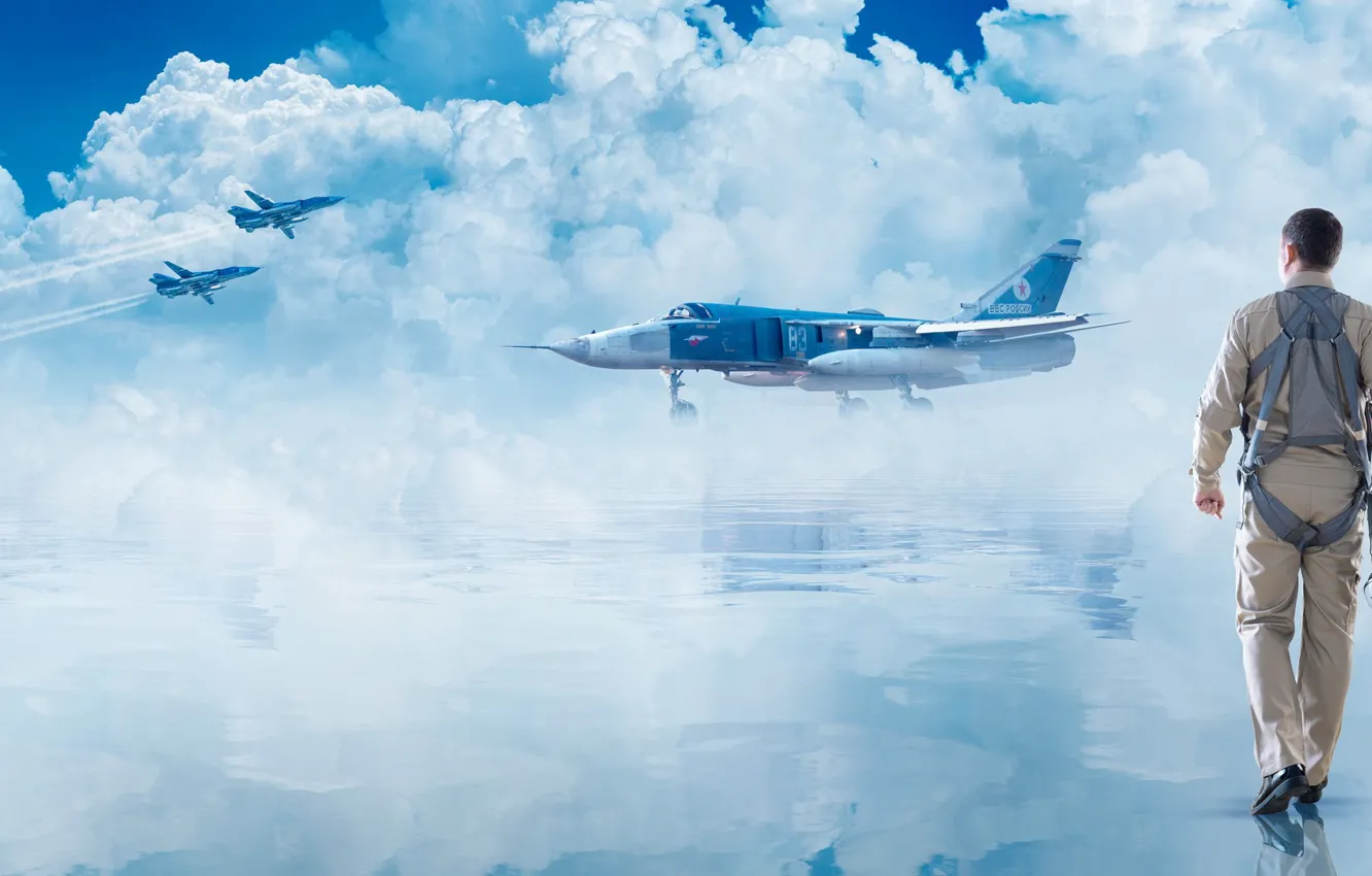 Photo wallpaper Syria, In memory of combat pilot Oleg Peshkov, The Sky Movie, Su-24M frontline bomber