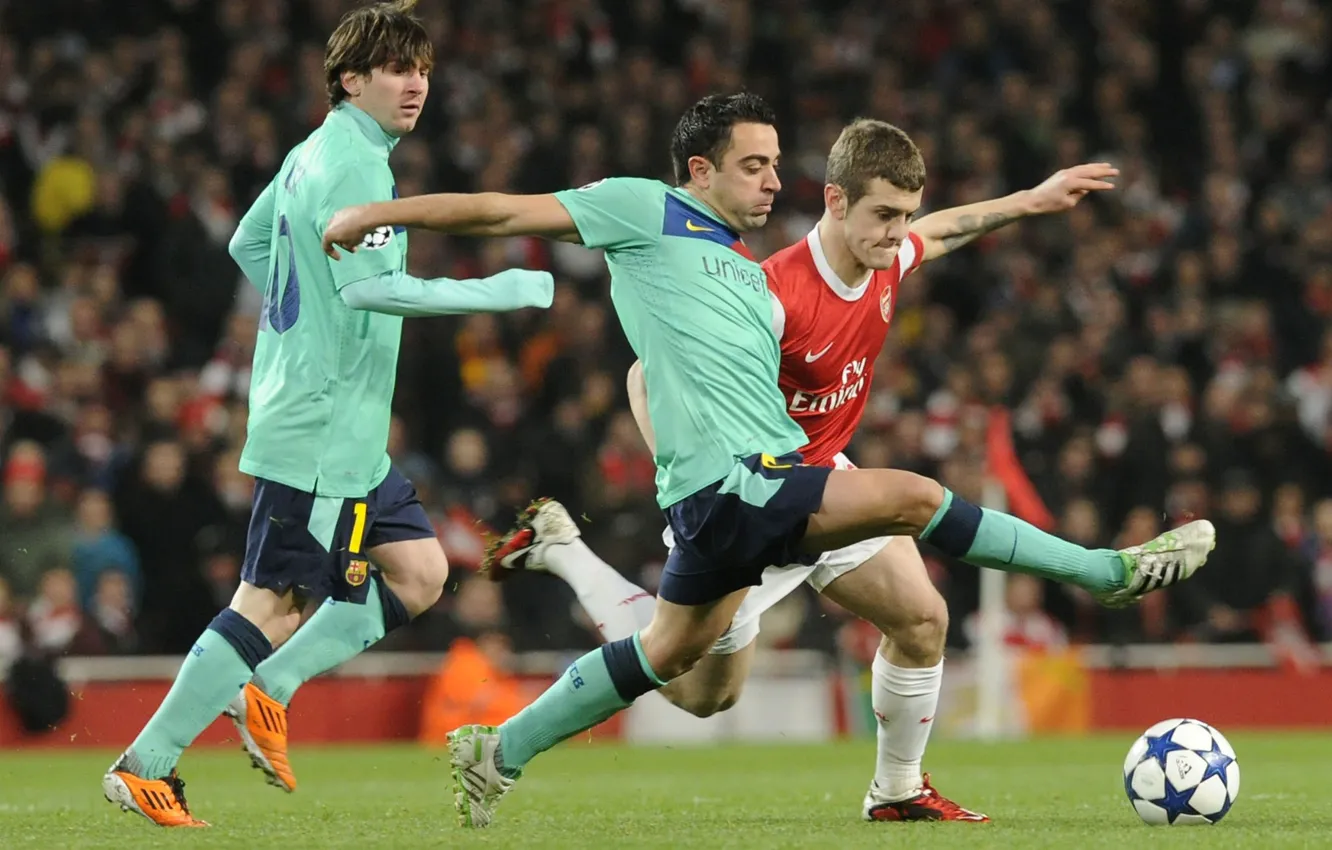 Photo wallpaper football, Arsenal, Barcelona, Javi, Wilshire, Messi