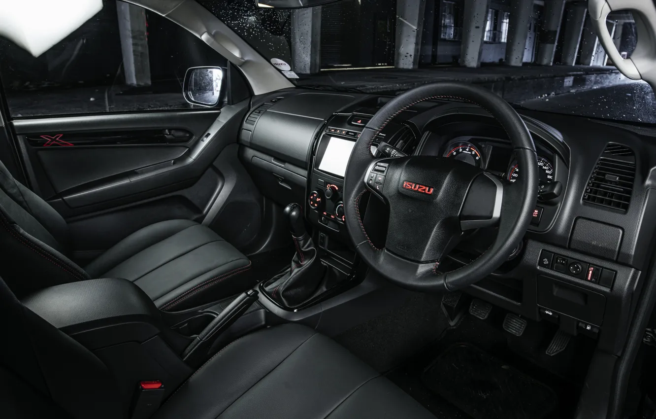 Photo wallpaper black, interior, pickup, Isuzu, D-Max, 2019, X-Rider Black