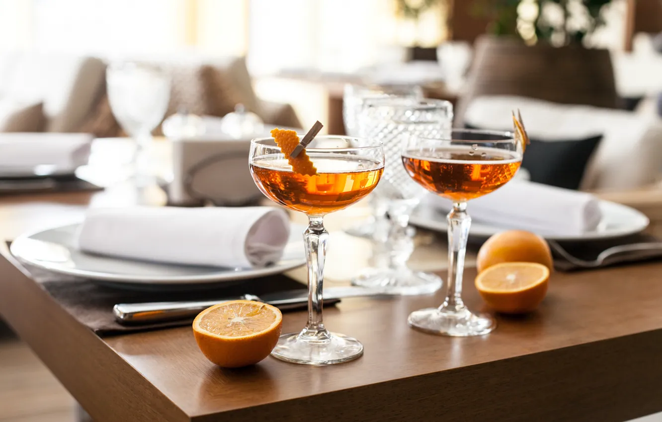 Photo wallpaper orange, cocktail, citrus
