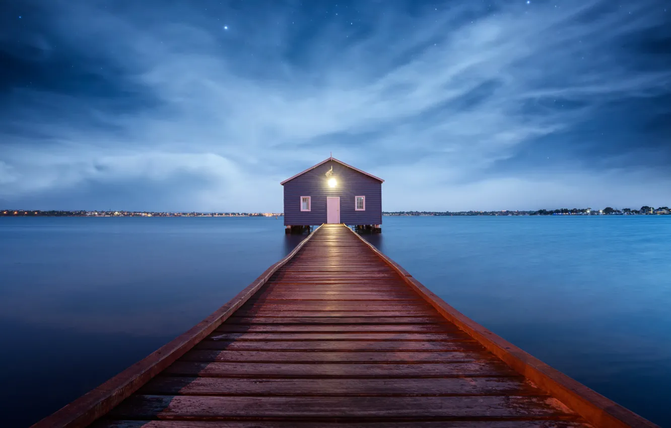 Photo wallpaper boathouse, Perth, Swan River, Matilda Bay, Western Australia.