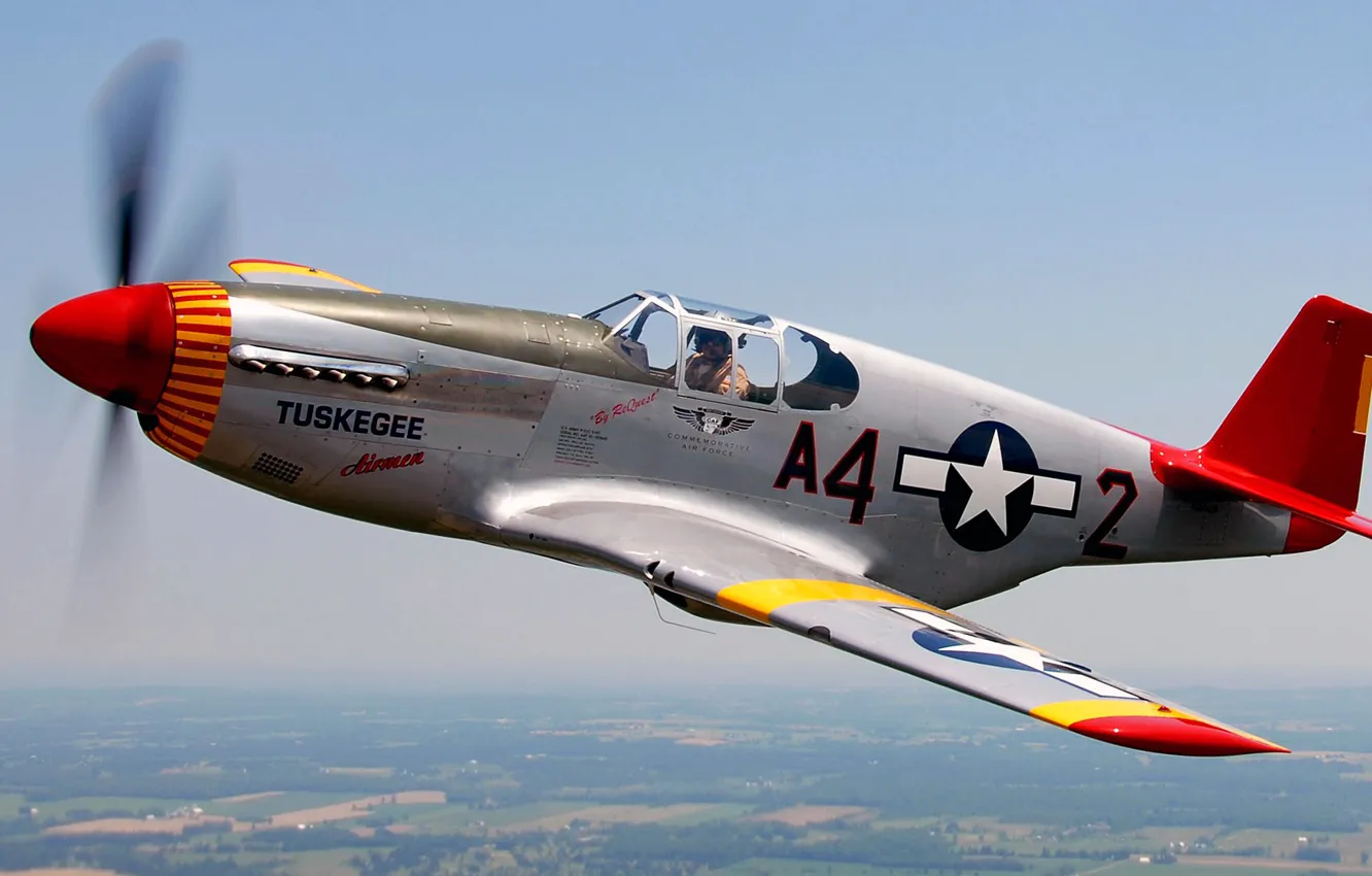 Photo wallpaper the sky, flight, fighter, pilot, propeller, the plane