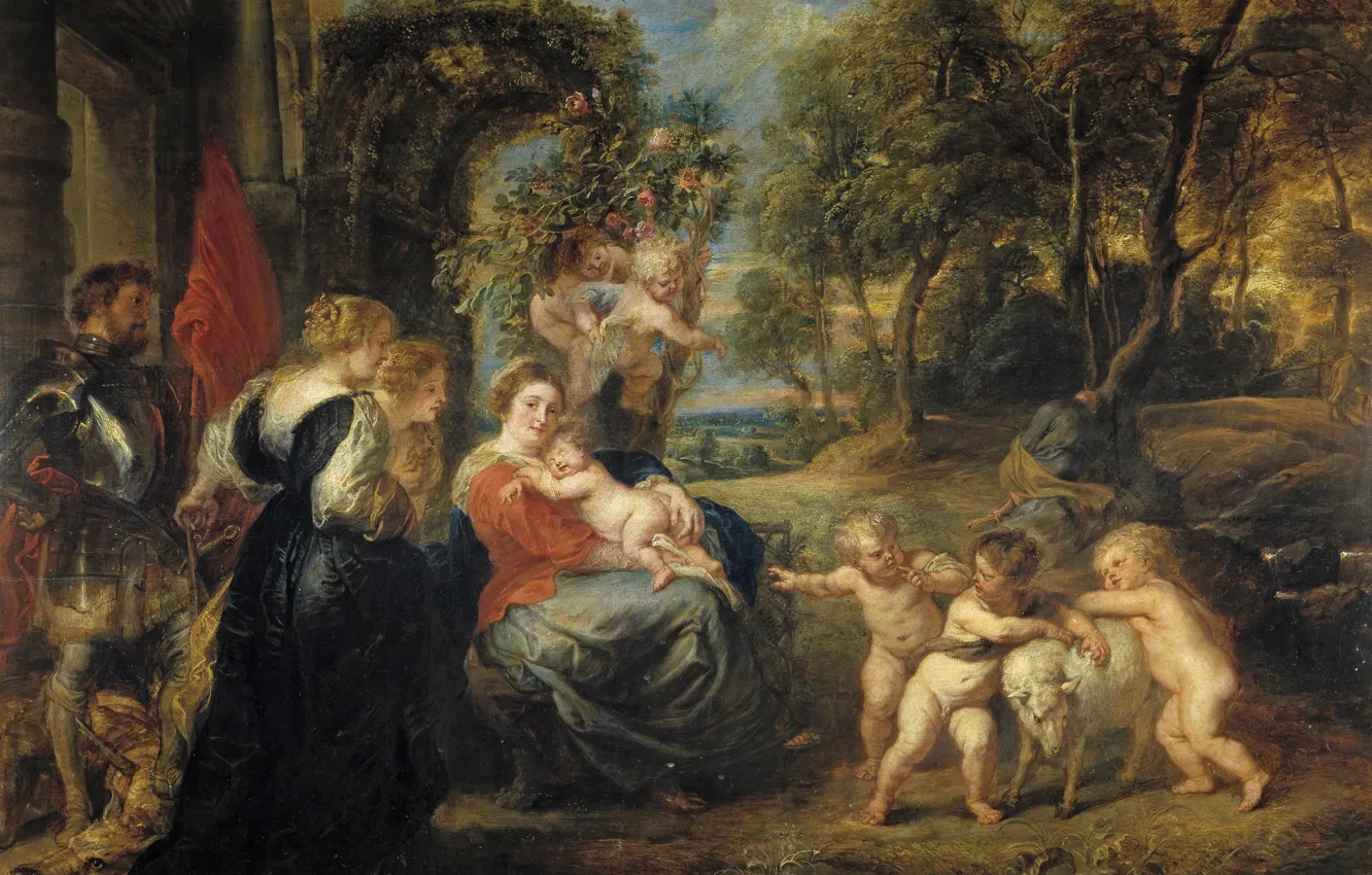 Photo wallpaper picture, Peter Paul Rubens, mythology, Pieter Paul Rubens, Rest on the flight into Egypt with …