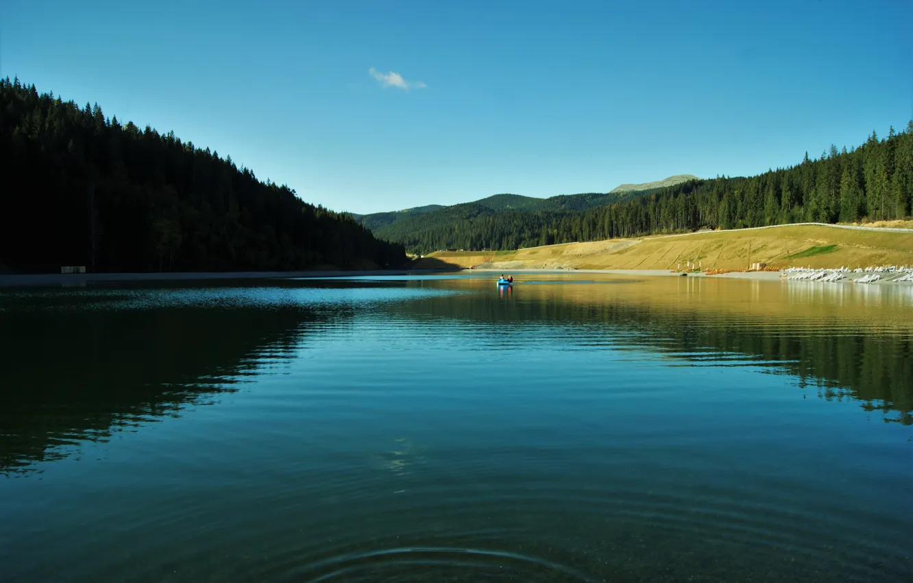 Photo wallpaper mountains, lake, water, mountain, lake, Carpathians, Bukovel