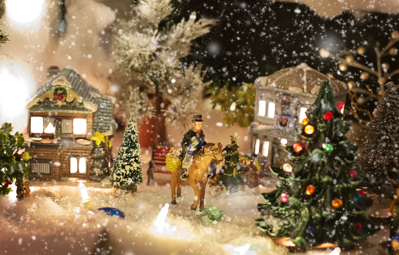 Photo wallpaper snow, landscape, landscape, snow, Christmas tree, Christmas tree, Holiday Christmas, Christmas Holiday