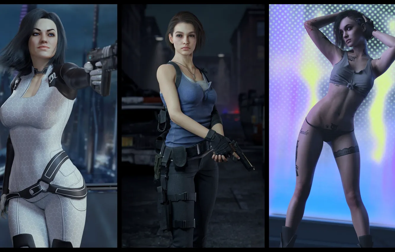 Photo wallpaper mass effect 2, mass effect, girls, Resident Evil, mass effect 3, miranda lawson, Jill Valentine, …