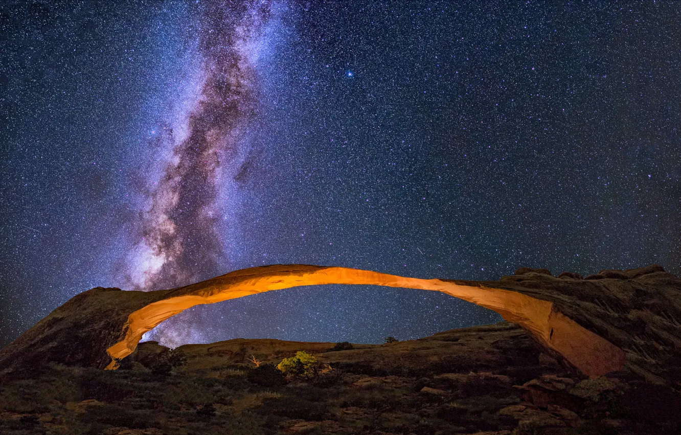 Photo wallpaper space, stars, arch, the milky way, secrets