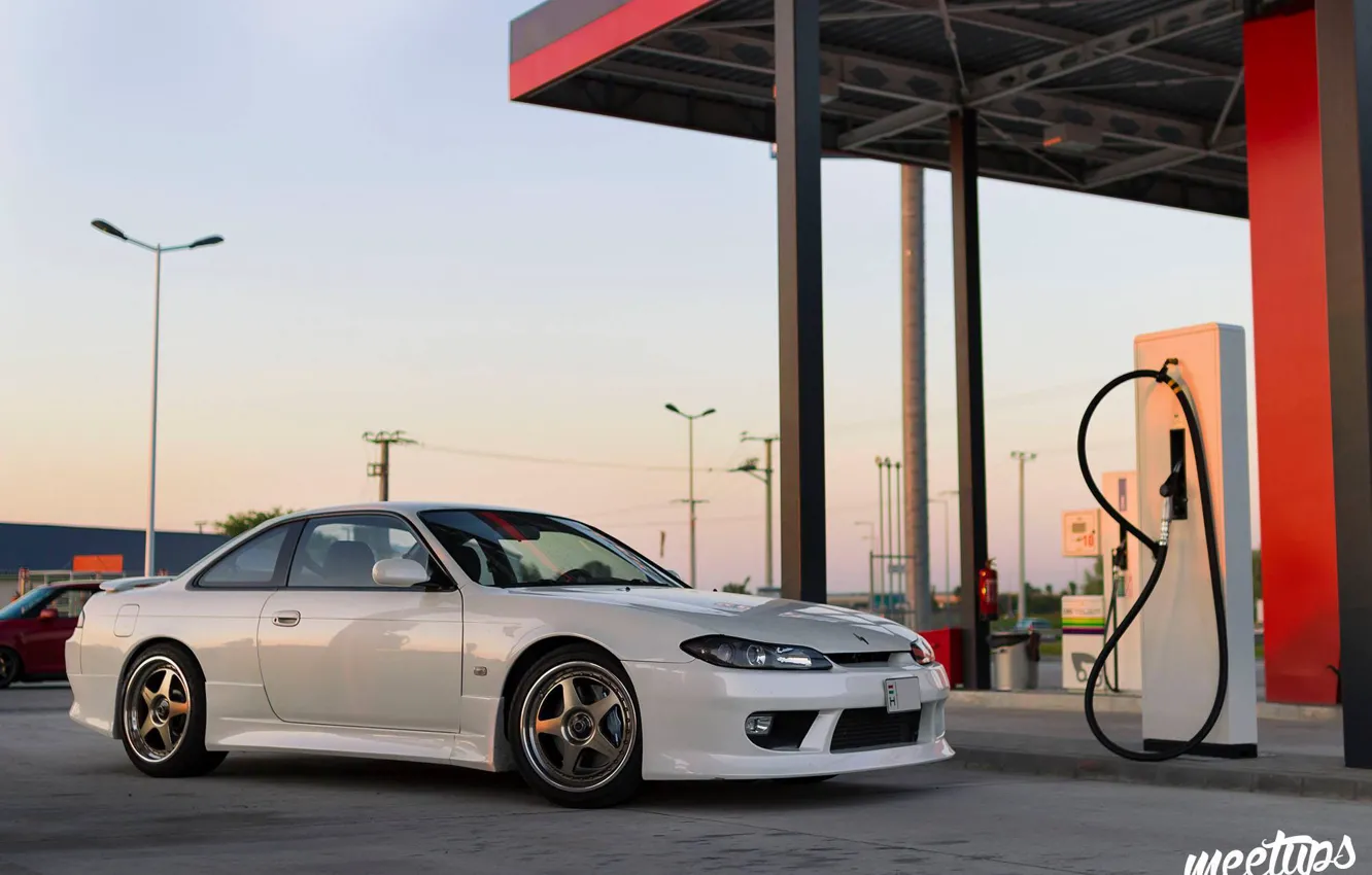 Photo wallpaper Japan, S15, Silvia, Nissan, white, tuning, low, stance