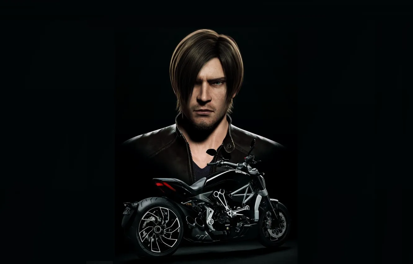 Photo wallpaper look, the film, jacket, motorcycle, hairstyle, character, leon kennedy, CGI
