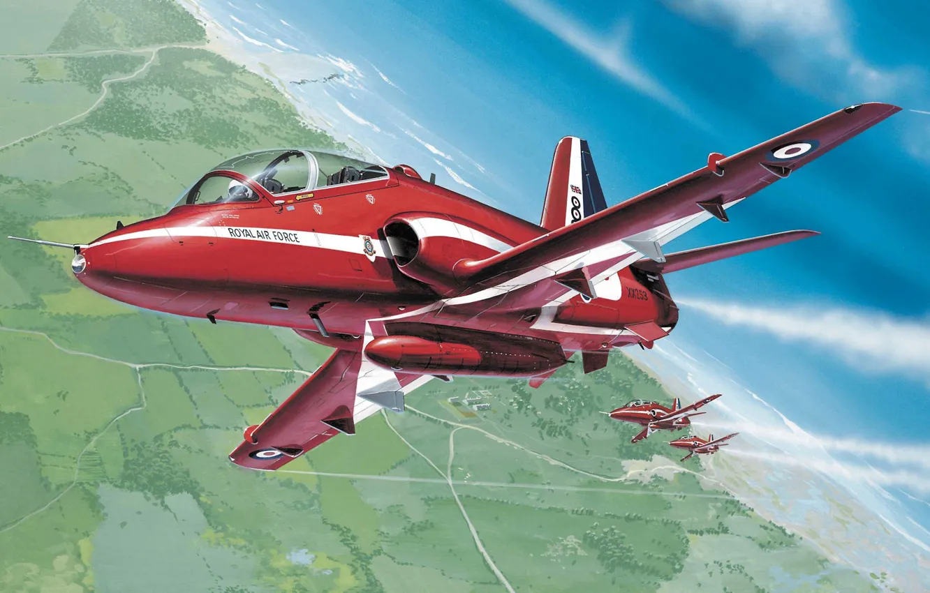 Photo wallpaper Red Arrows, The Red Arrows, aerobatic team of the Royal air force of great Britain, …