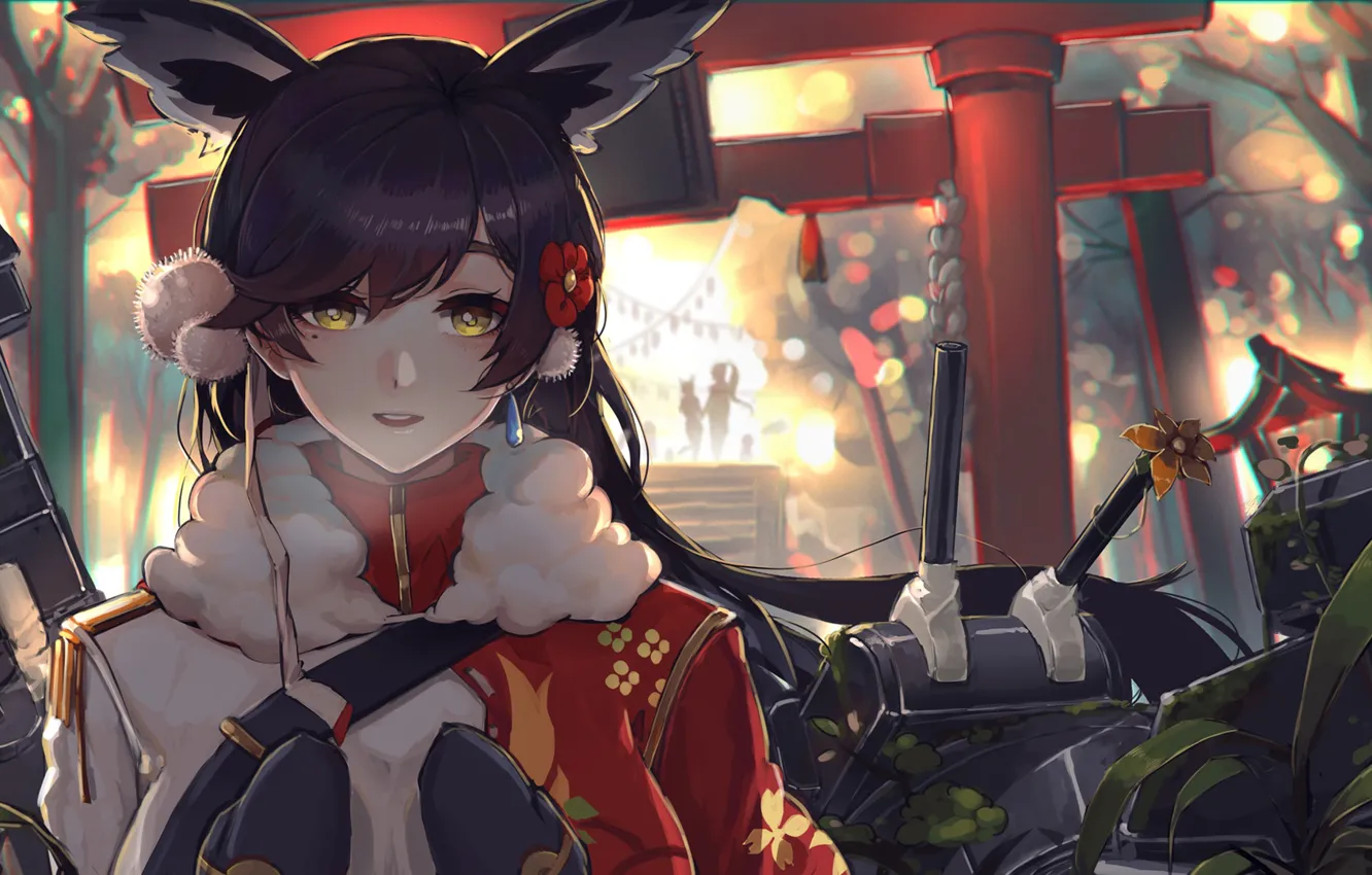 Photo wallpaper look, girl, weapons, azur lane