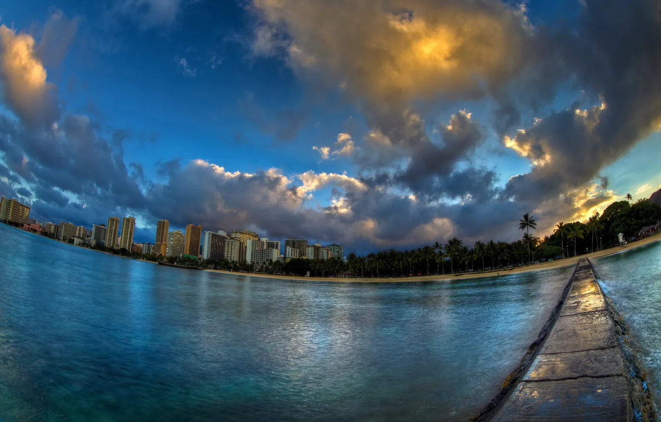Photo wallpaper landscape, the city, Waikiki Cloud