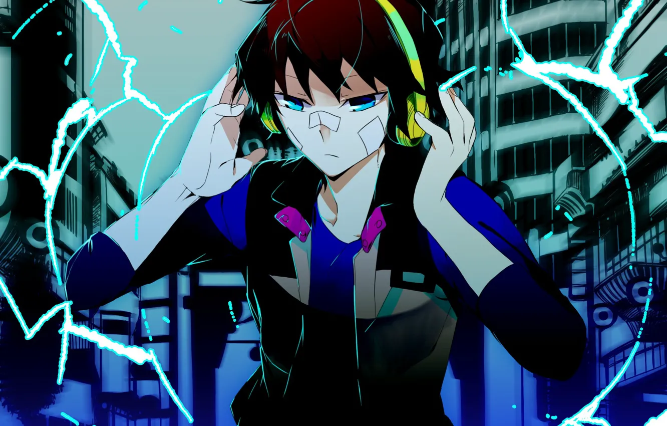 Photo wallpaper anime, headphones, art, guy, Hamatora