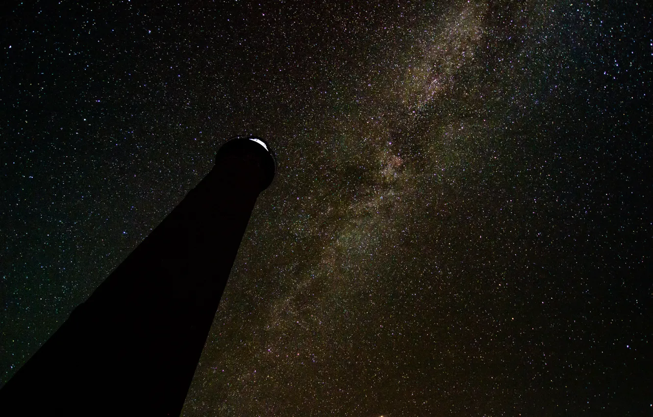 Photo wallpaper space, stars, space, lighthouse, the milky way