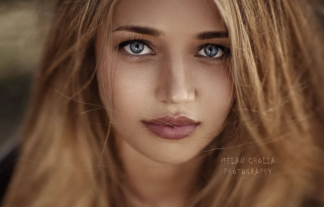 Photo wallpaper close-up, face, model, portrait, blonde, beauty, photography, bokeh