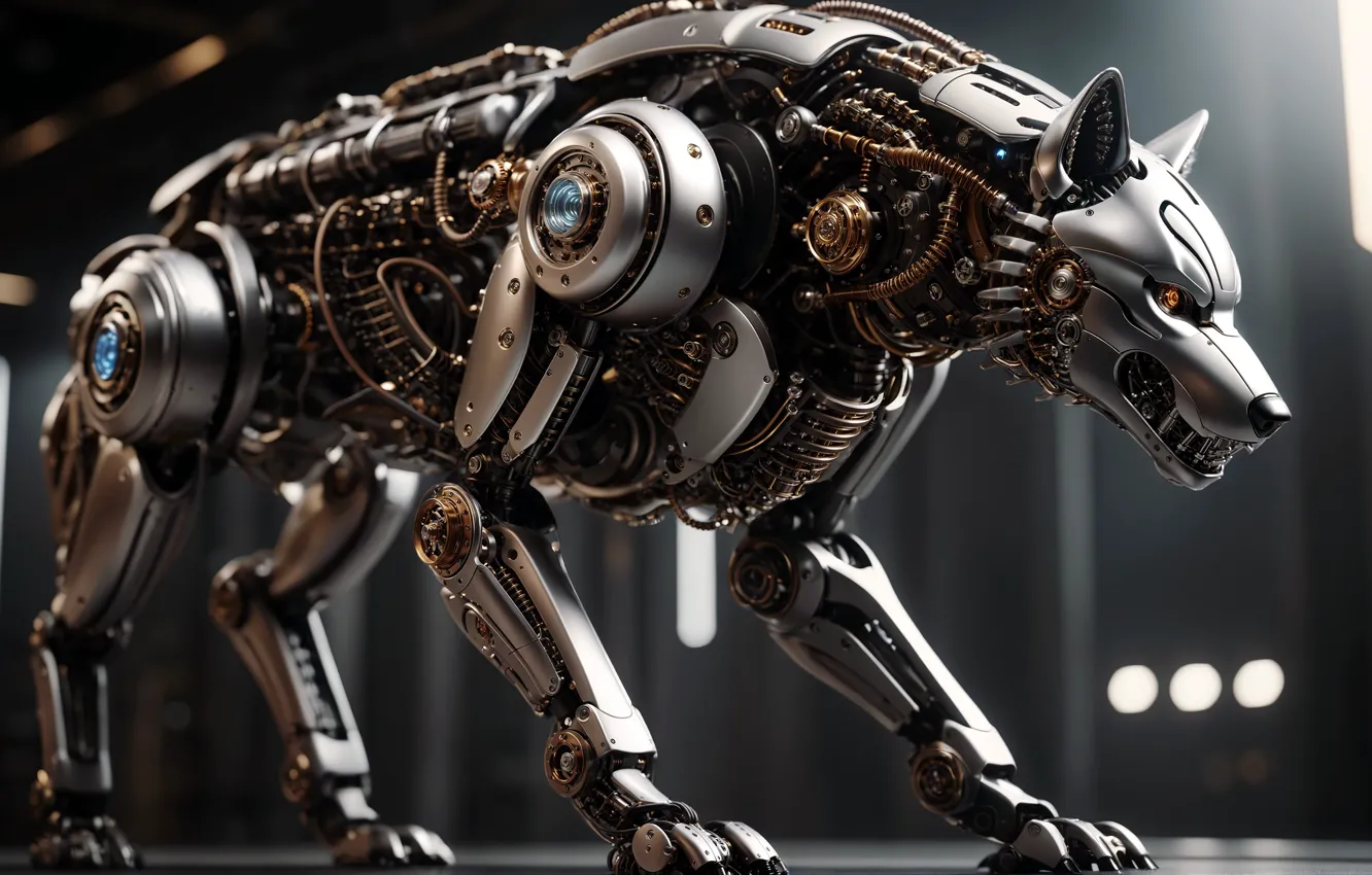 Photo wallpaper robot, dog, modeling