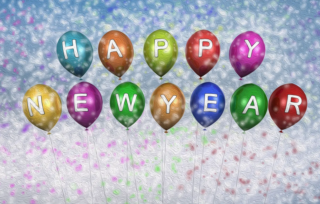 Photo wallpaper Graphics, New Year, Żyzcenia, Balony