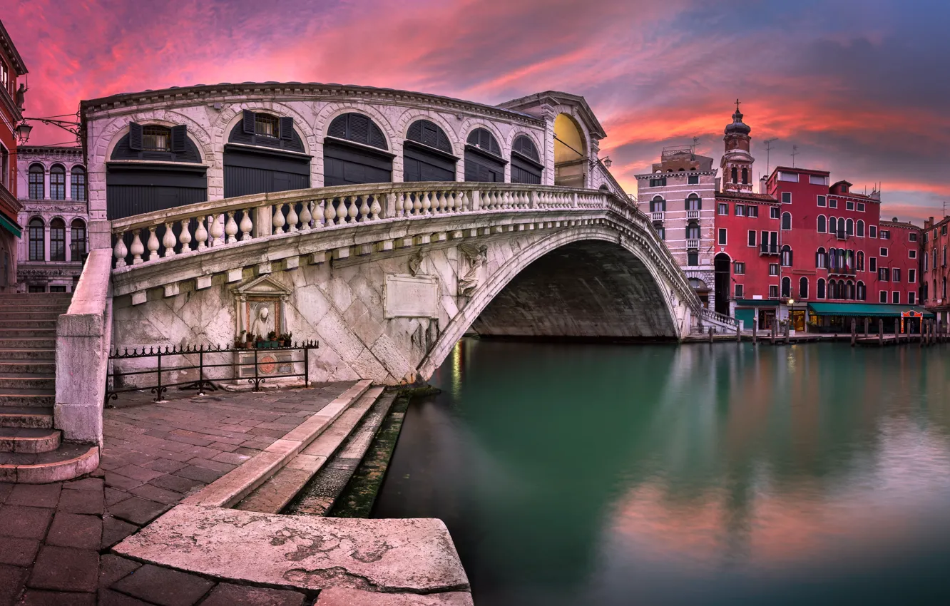 Photo wallpaper Italy, Venice, channel, Italy, sunset, Venice, Panorama, channel