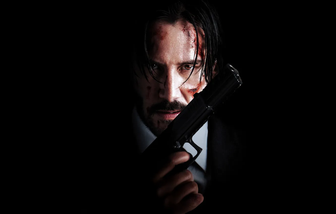 Photo wallpaper pose, gun, weapons, portrait, costume, poster, Keanu Reeves, Keanu Reeves