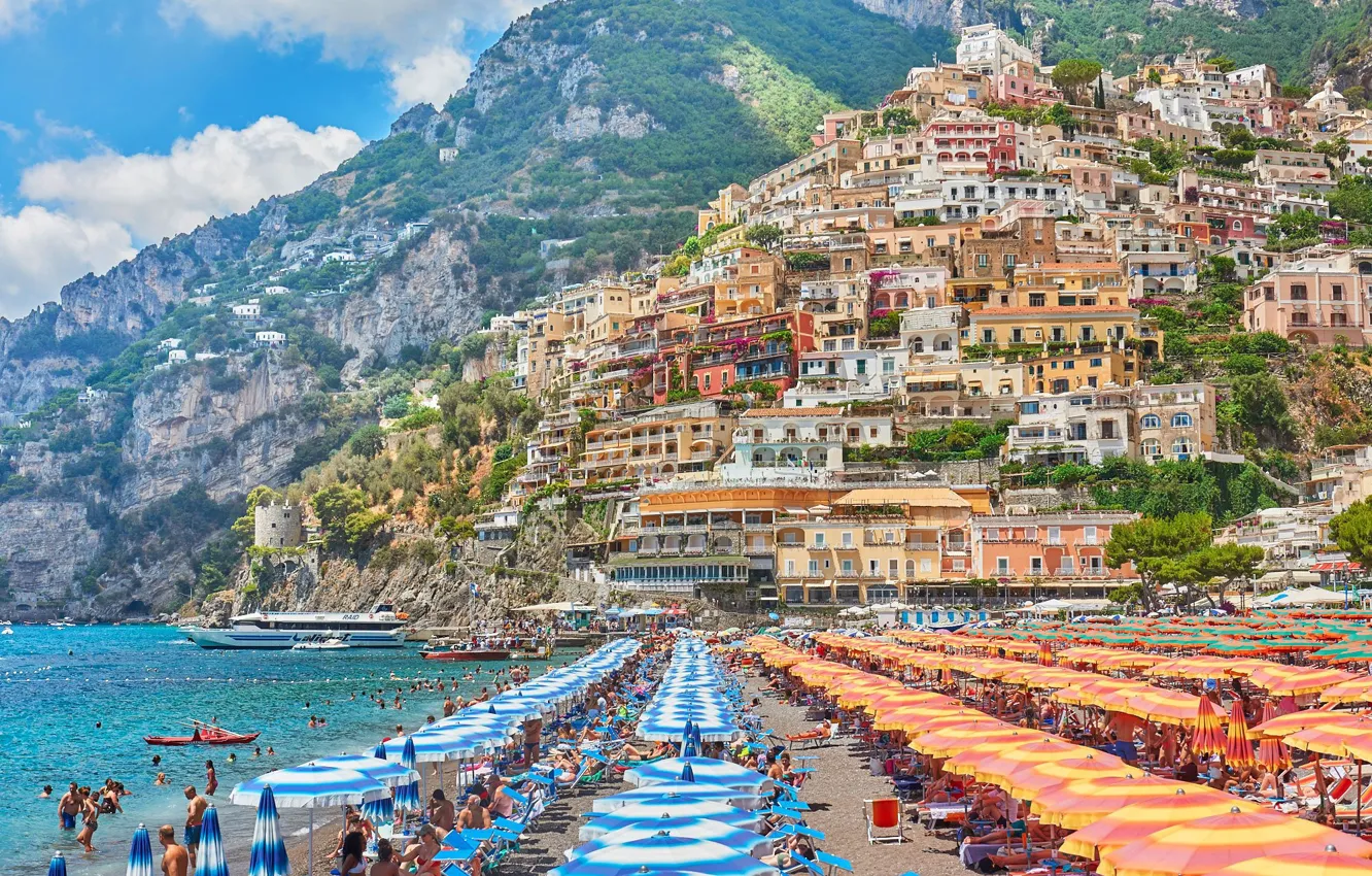 Photo wallpaper sea, beach, home, Italy, Amalfi, Positano