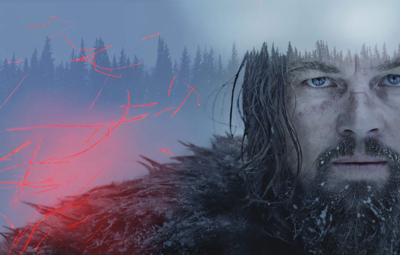 Photo wallpaper forest, snow, Leonardo DiCaprio, Survivors, Revenant