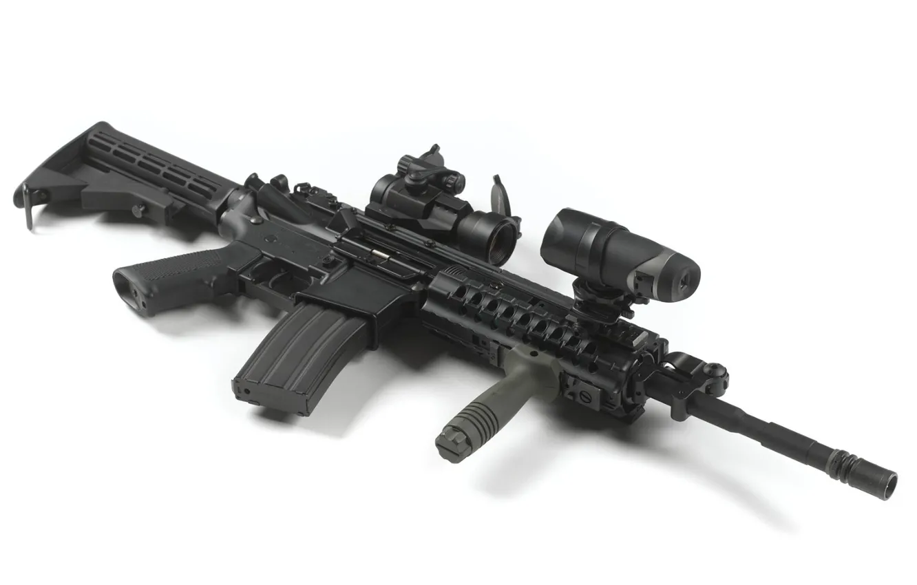 Photo wallpaper weapons, background, machine, Optical sight