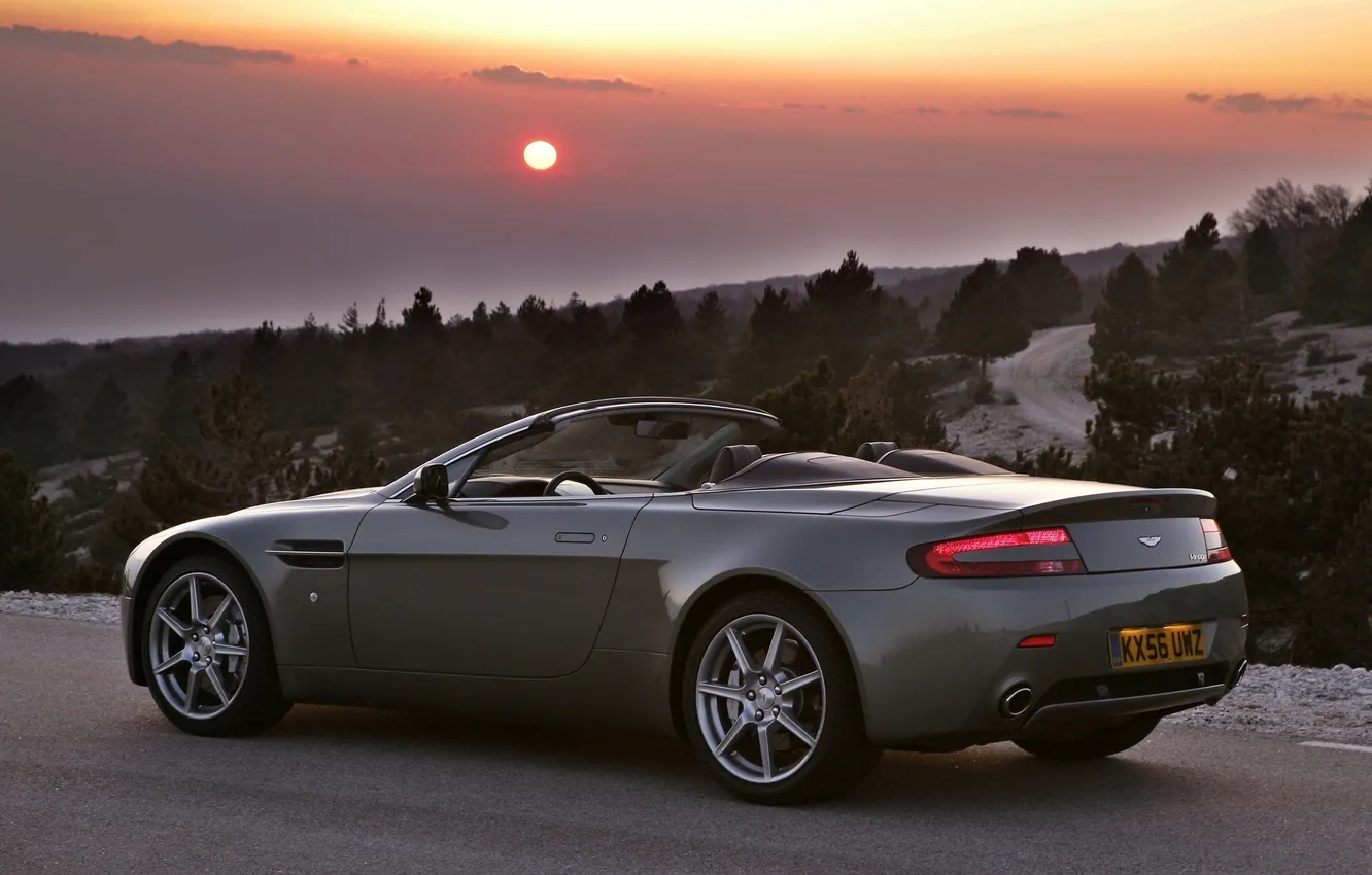 Photo wallpaper sunset, the evening, aston martin, vantage, roadster