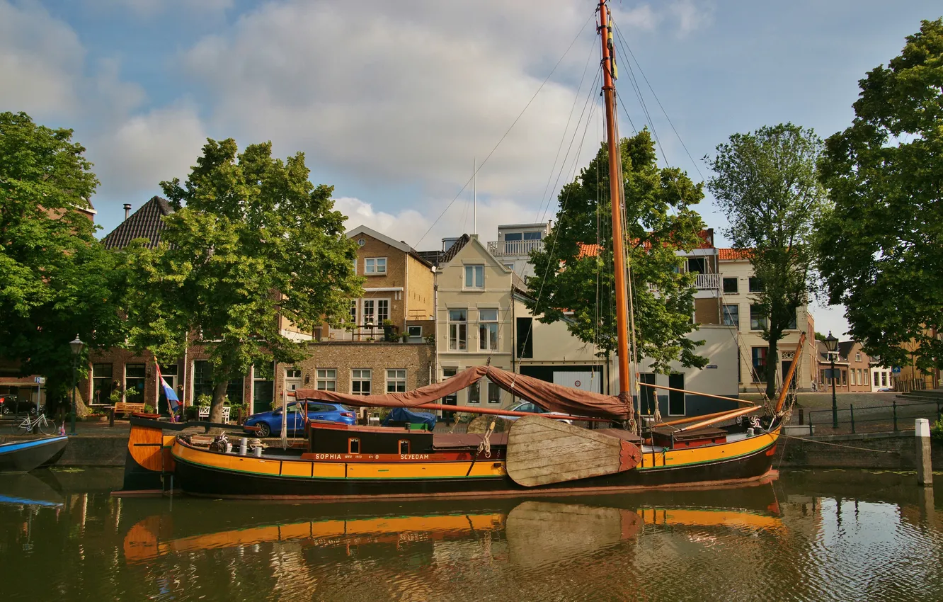 Photo wallpaper pier, Netherlands, promenade, Netherlands, Schiedam, Schiedam