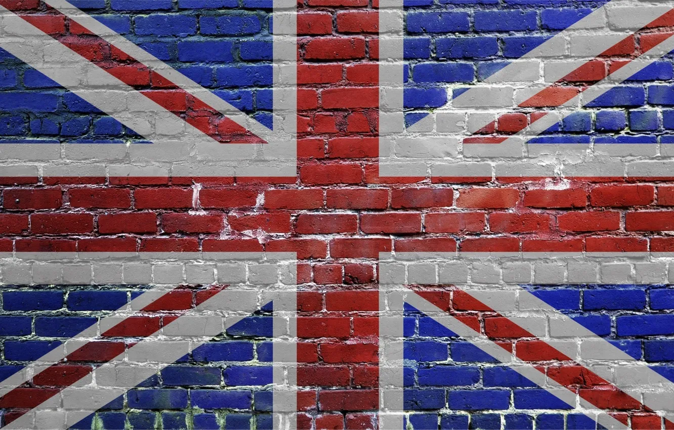 Photo wallpaper white, blue, red, brick, flag, Britain