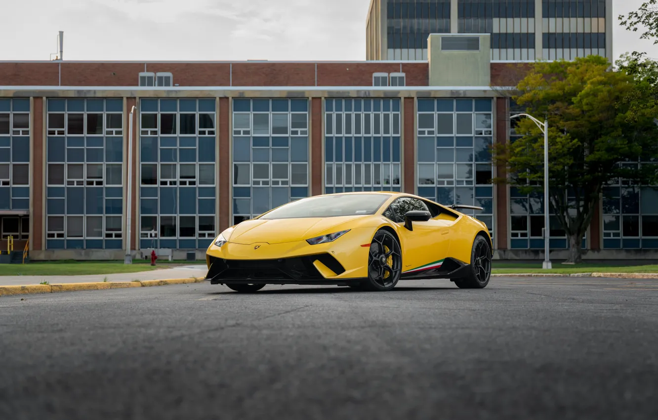 Photo wallpaper Lamborghini, Yellow, Huracan Performante