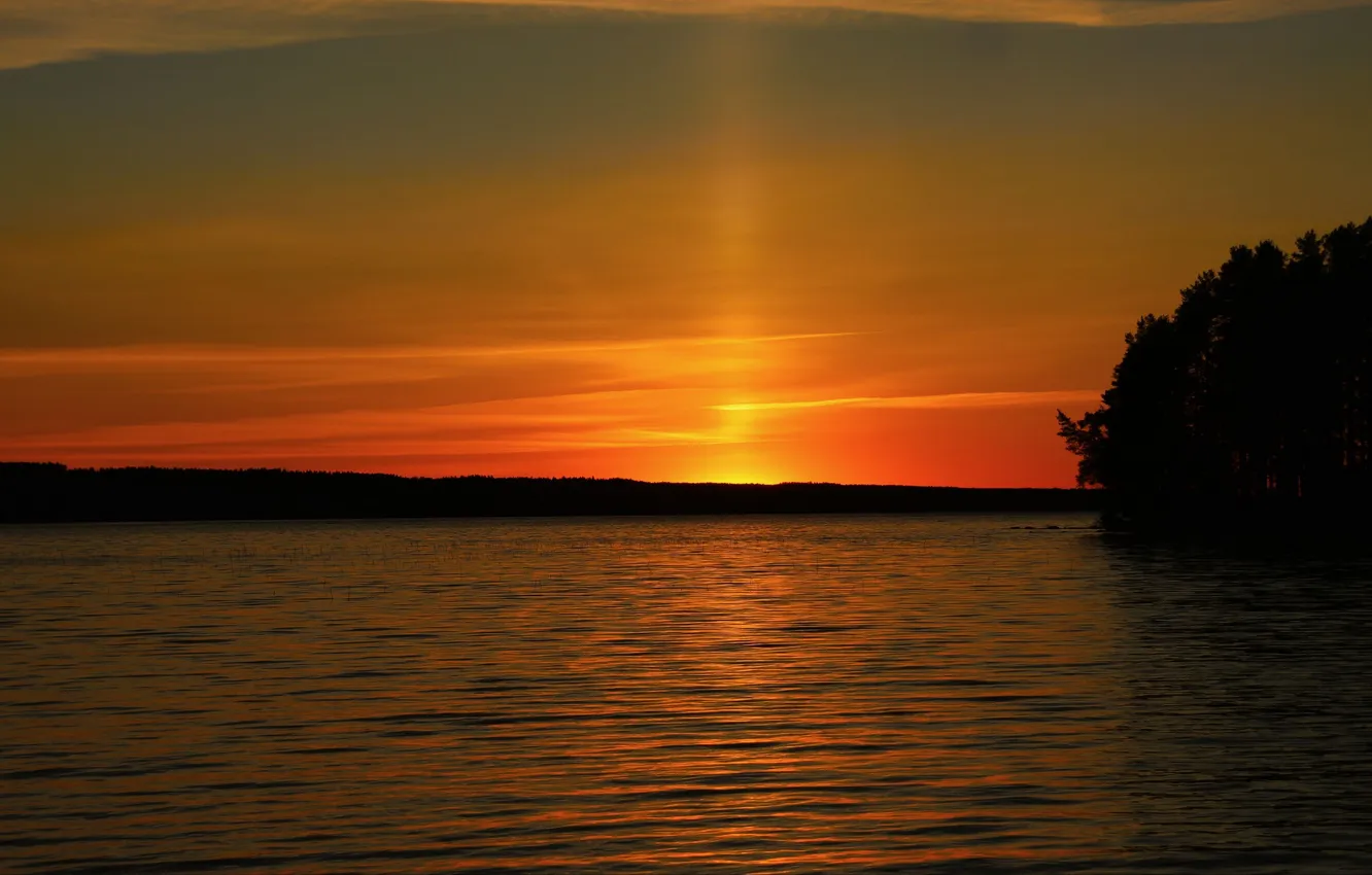 Photo wallpaper sunset, scenic, lake