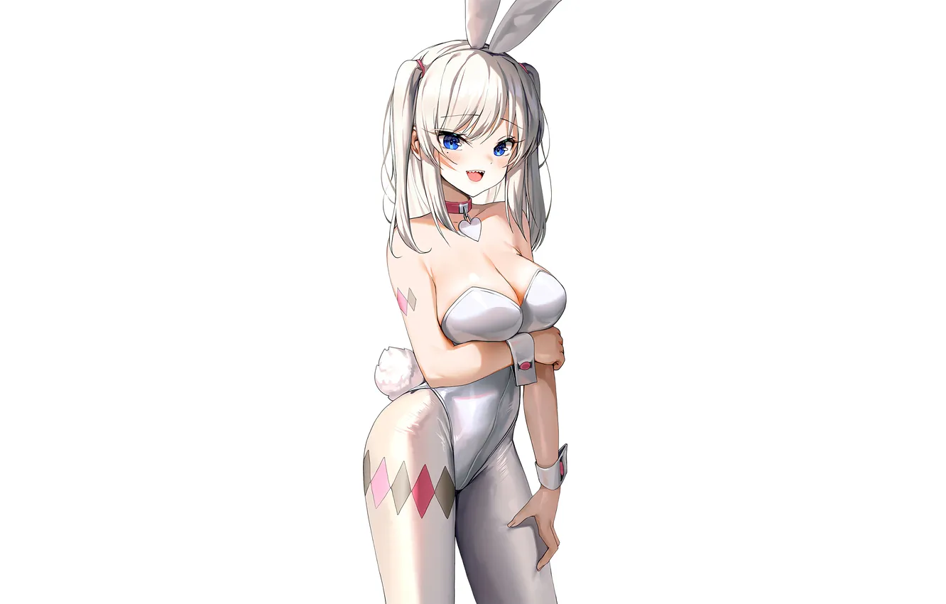 Photo wallpaper girl, sexy, cleavage, long hair, boobs, anime, blue eyes, beautiful