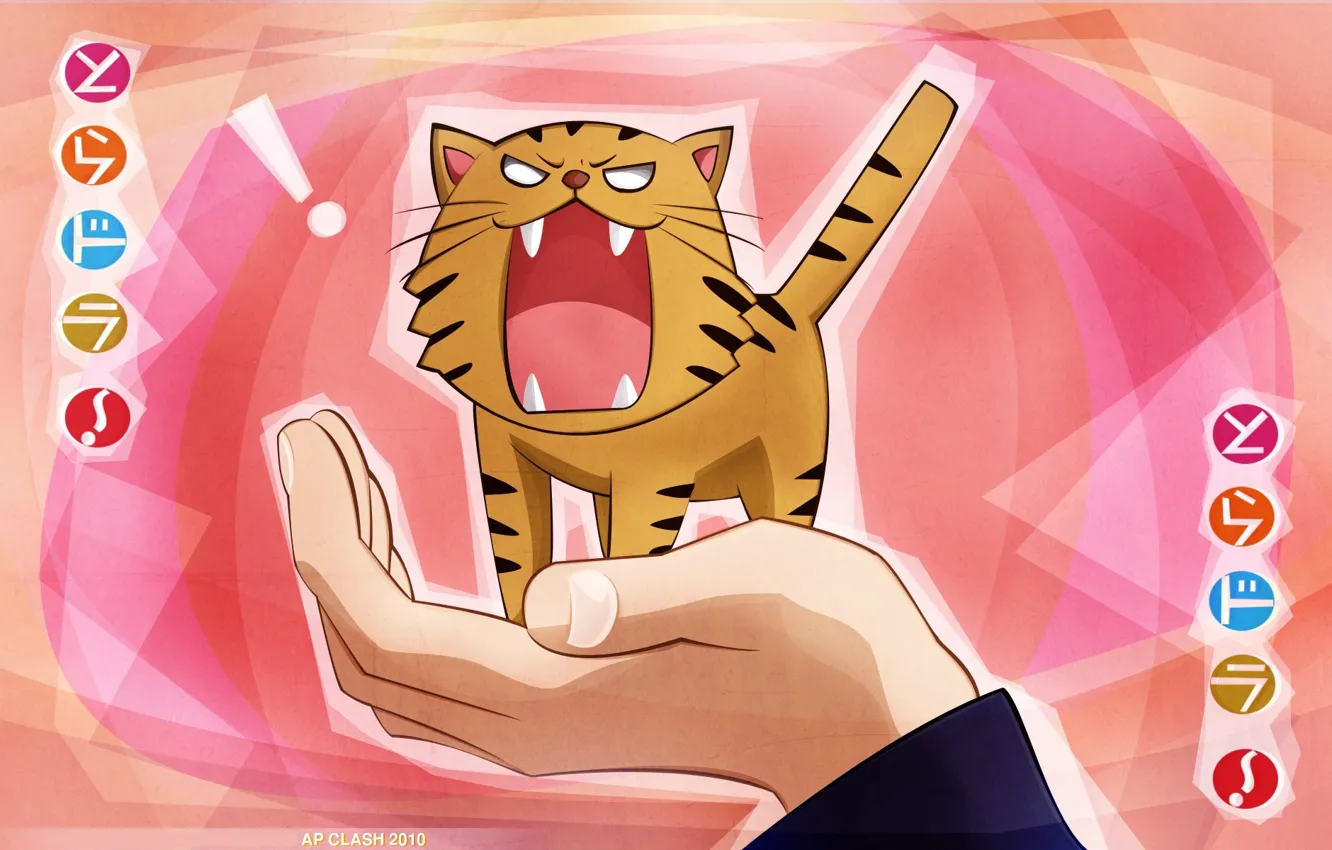 Photo wallpaper hands, characters, evil, palm, pink background, tiger, Aisaka Taiga, Toradora!