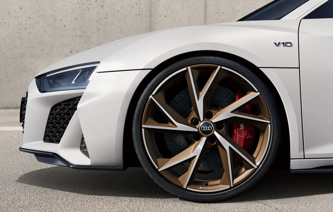 Photo wallpaper Audi, wheel, drives, Coupe, V10, 2023, body part, Audi R8 V10 Coupe