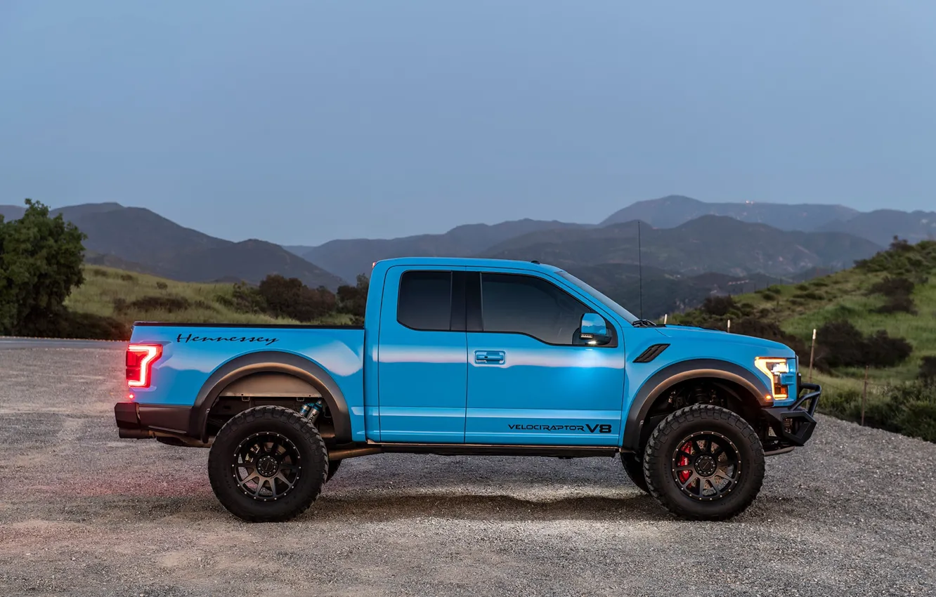 Photo wallpaper Ford, side view, Raptor, pickup, F-150, Hennessey, 2019, VelociRaptor V8