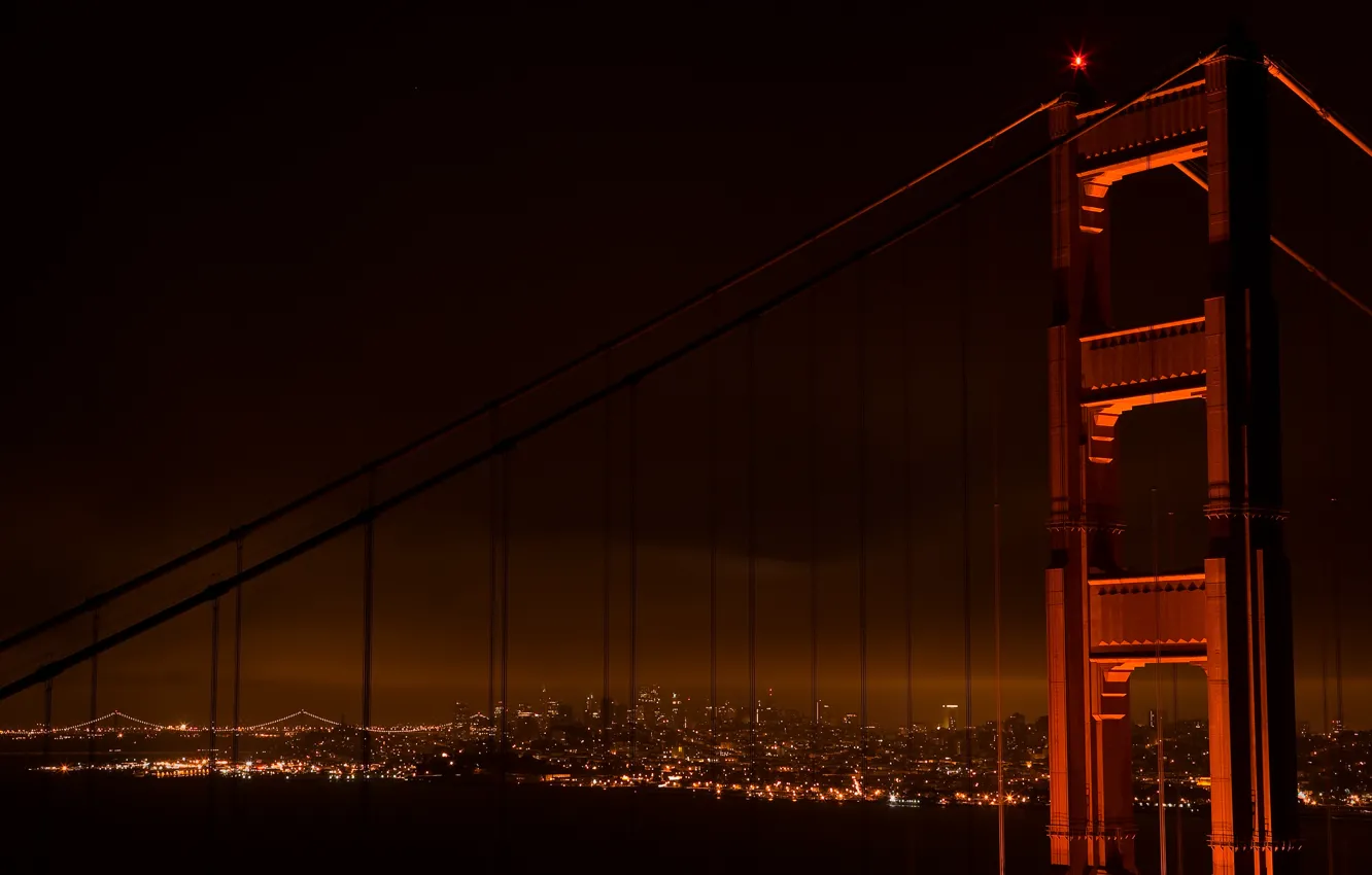 Photo wallpaper night, bridge, the city, view, America, places