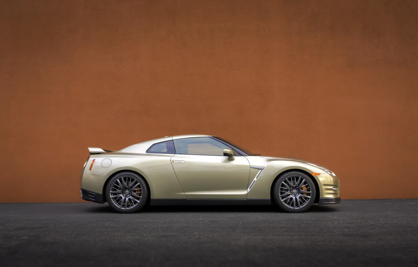 Photo wallpaper Nissan, GT-R, R35, side view, Nissan GT-R 45th Anniversary Gold Edition