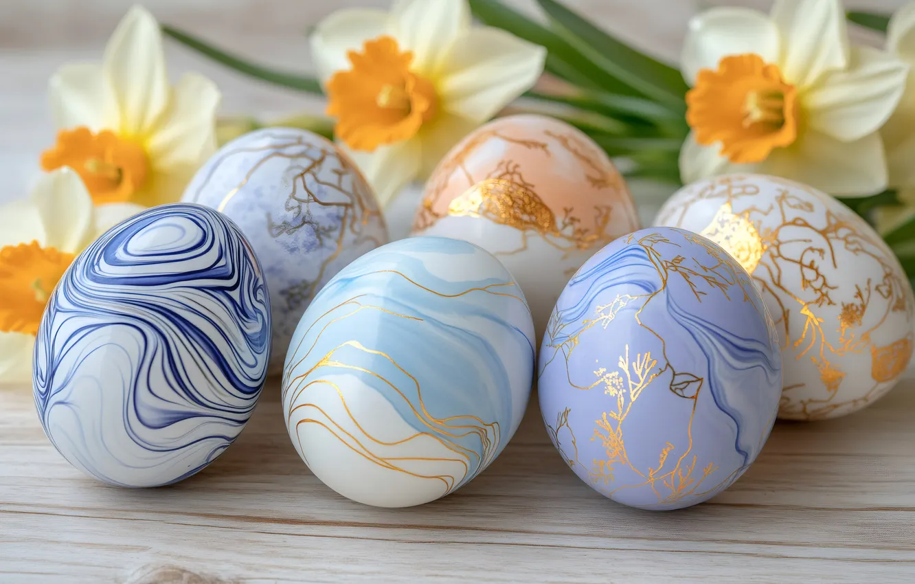 Photo wallpaper holiday, eggs, spring, Easter, eggs, AI art, neural network