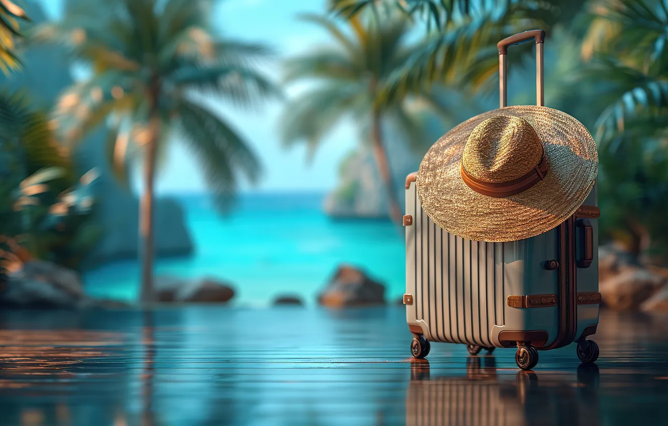 Photo wallpaper sea, beach, summer, stay, suitcase, summer, holidays, resort